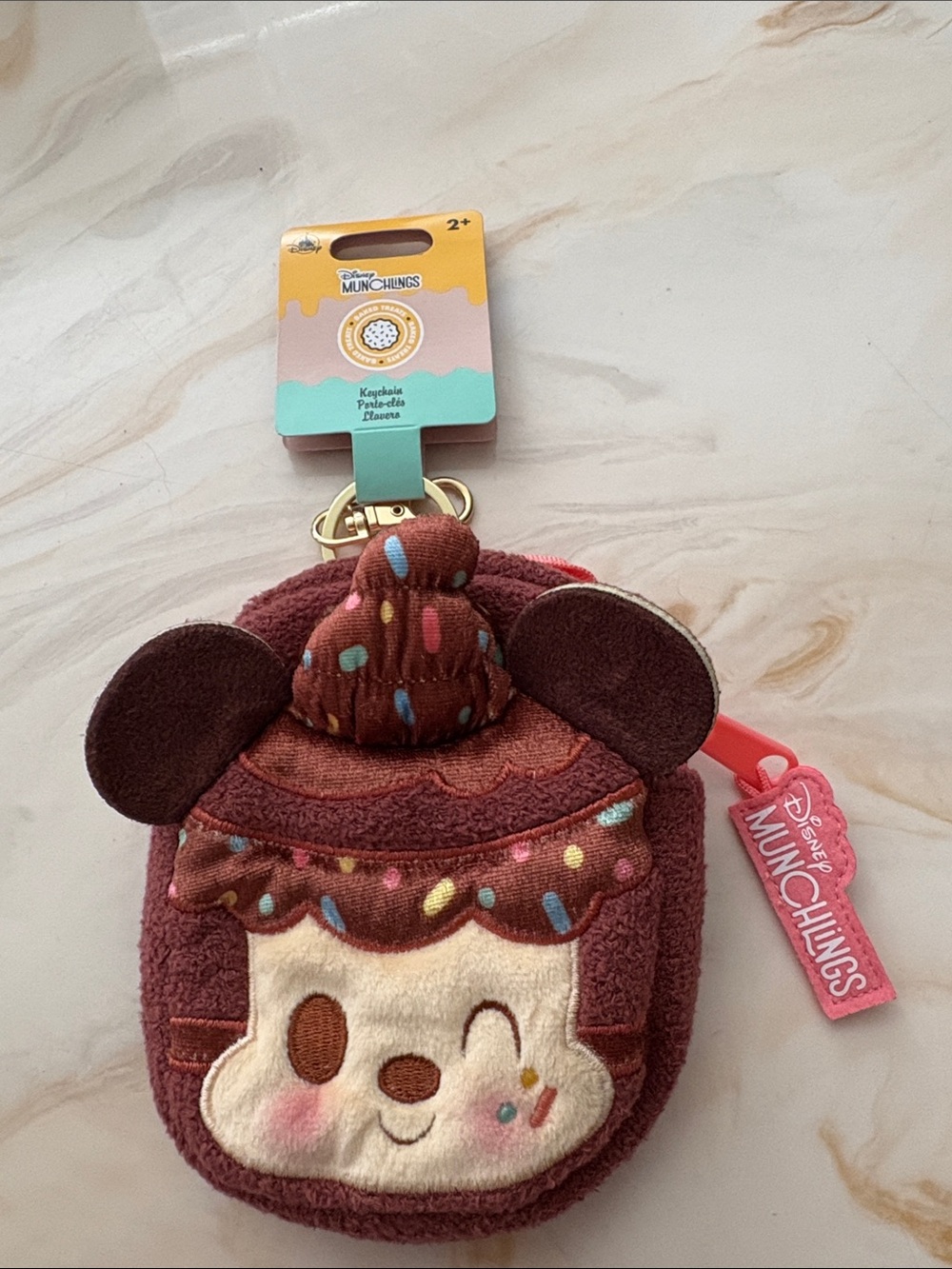 Disney Munchlings Mocha Plush Snack Character Keychain with Multicolor Sprinkles
